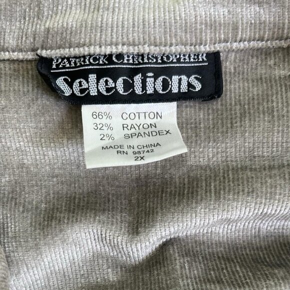 Patrick Christopher Grey 2XL Corduroy Jacket Rhinestone Buttons Cowgirl Chic - Picture 3 of 7